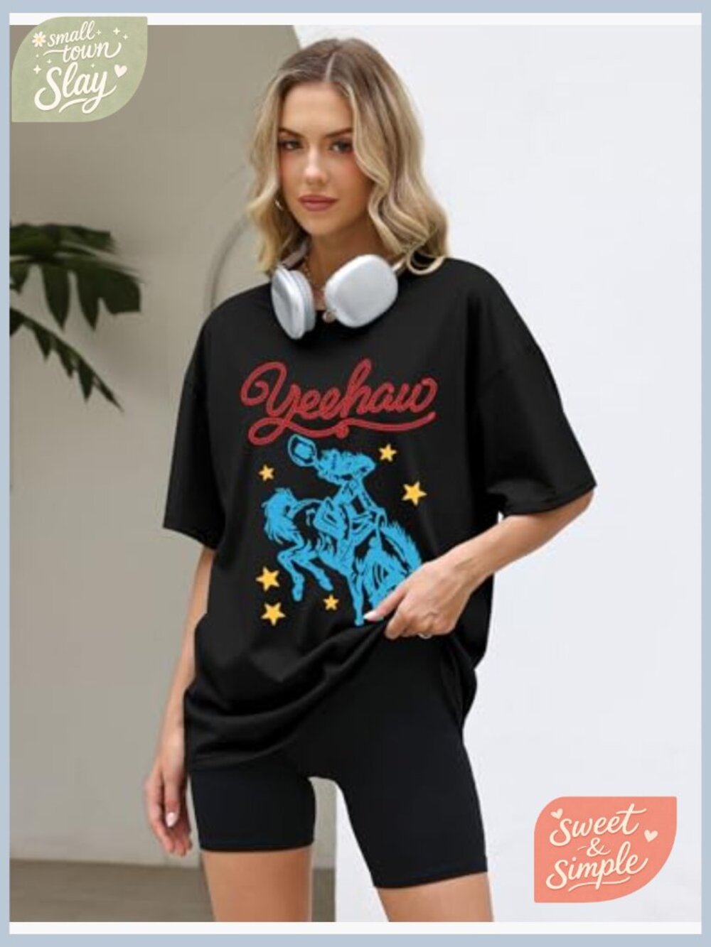 Oversized Graphic T-Shirt Short Sleeve Crewneck Summer Loose Fit Tee - Picture 3 of 7